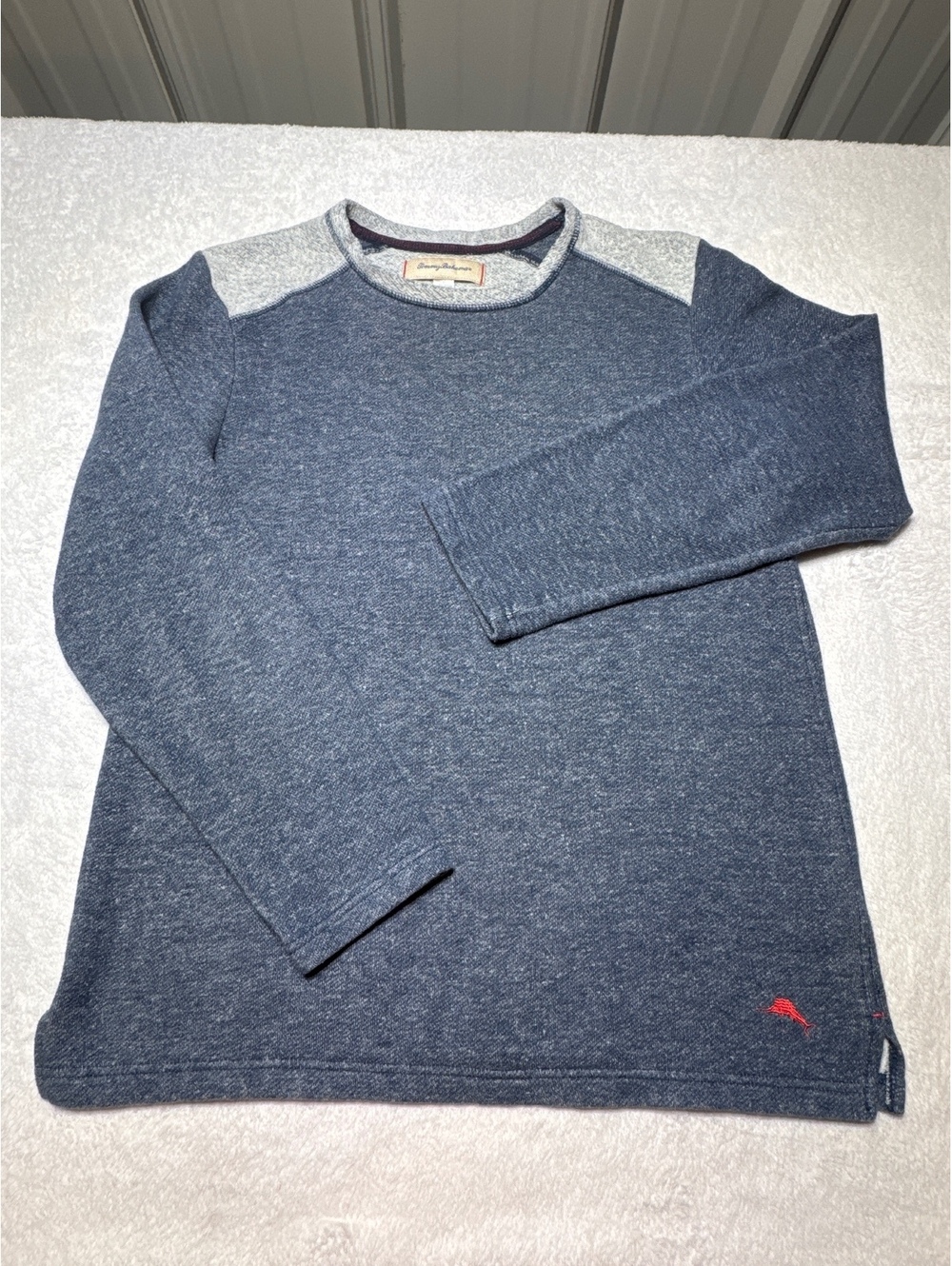 Tommy Bahama Men's Medium Blue Long Sleeve Cotton-Polyester Pullover Sweater